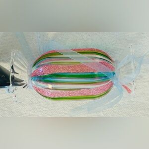 Glass Christmas Ornament Striped Wrapped Hard Candy Robert Stanley